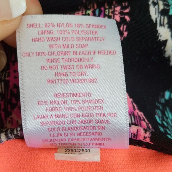 Xhilaration (Target) 2-piece bikini swimsuit, black pink blue tribal pattern M/L - Picture 5 of 9